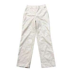 Babaton light beige faux leather straight leg pants size 6
